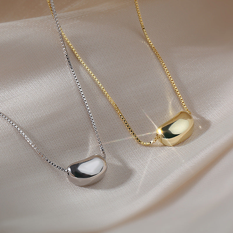Real Gold Plated Small Golden Bean Pendant Necklace