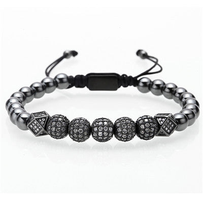 Micro inlay black diamond ball bracelet