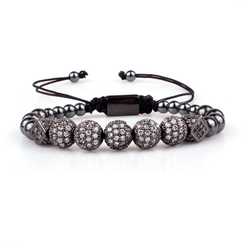 Micro inlay black diamond ball bracelet