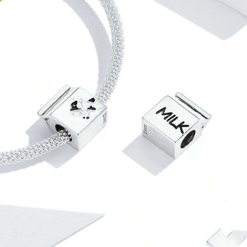Sterling Silver Bead Milk Box Bracelet Women's DIY Jewelry