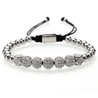 Micro inlay black diamond ball bracelet