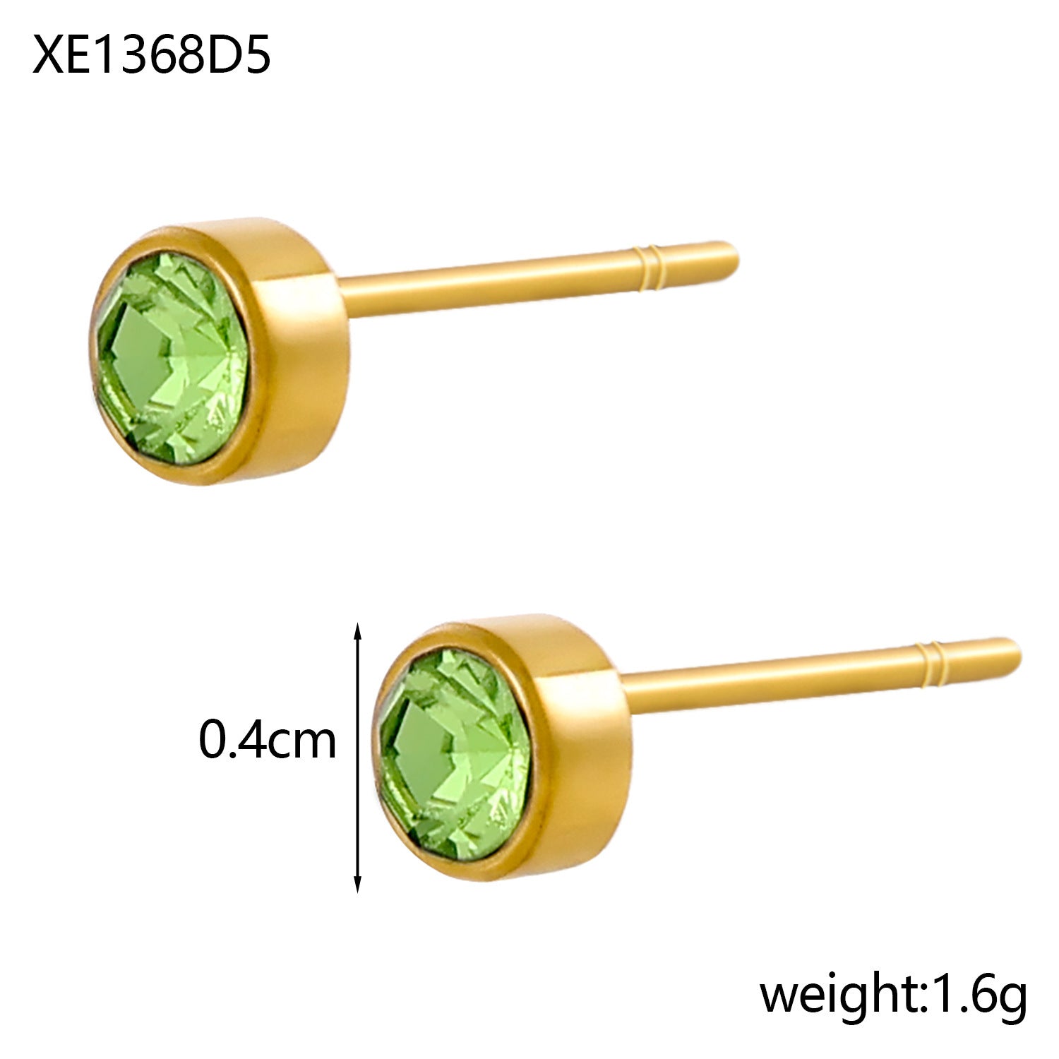 Stainless Steel Gold-plated Birth Stone Constellation Diamond Bone Nail