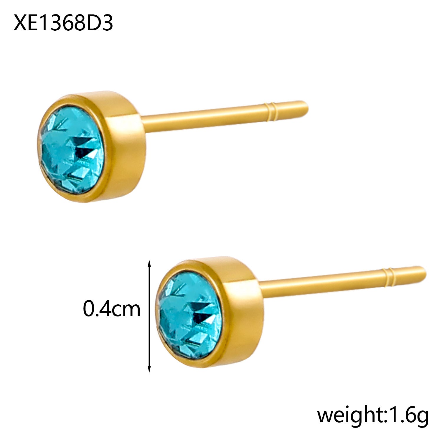 Stainless Steel Gold-plated Birth Stone Constellation Diamond Bone Nail