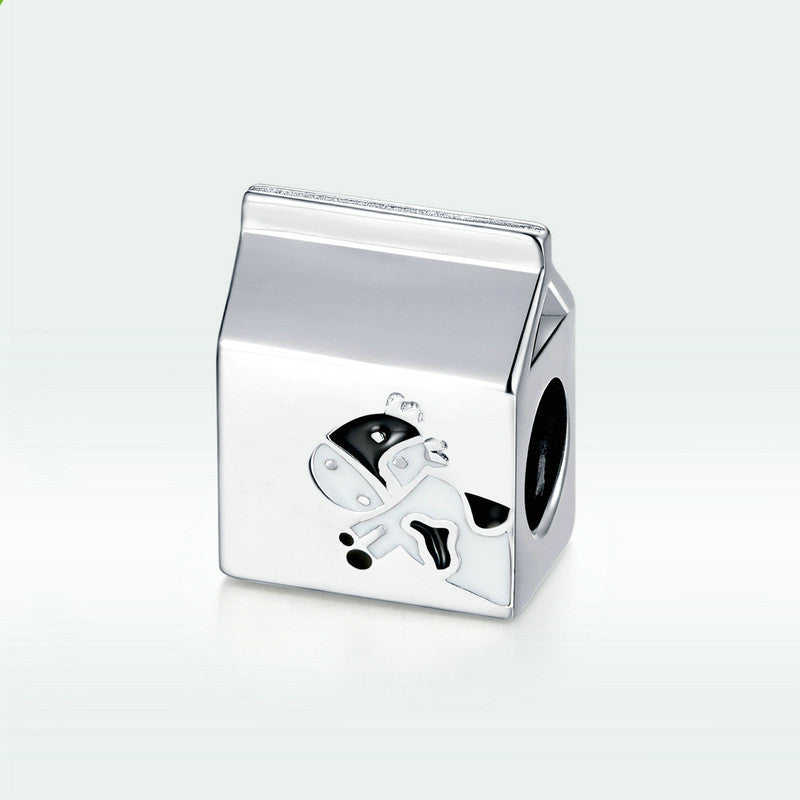 Sterling Silver Bead Milk Box Bracelet Women's DIY Jewelry