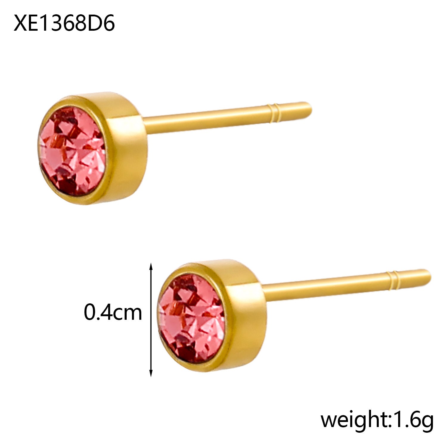 Stainless Steel Gold-plated Birth Stone Constellation Diamond Bone Nail