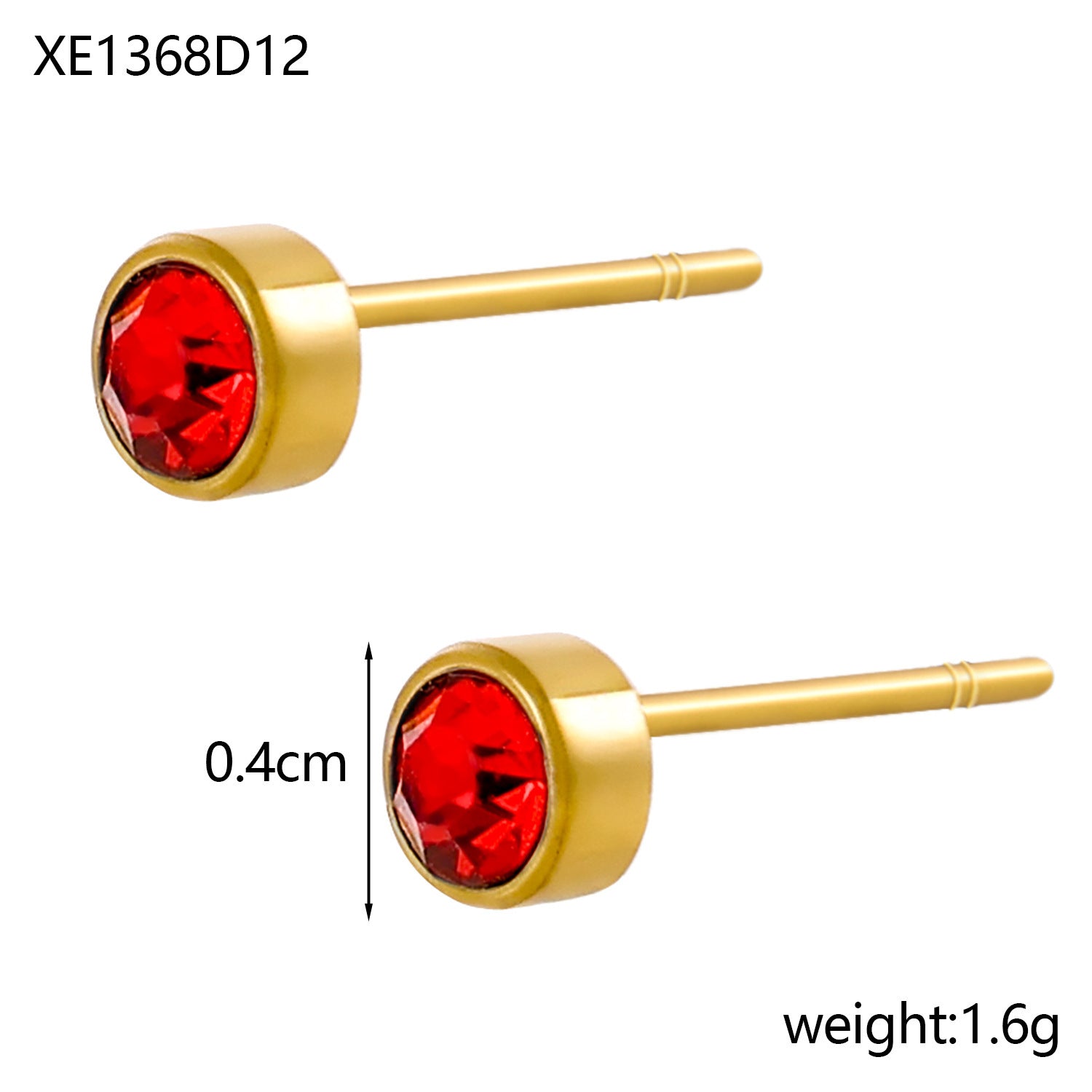 Stainless Steel Gold-plated Birth Stone Constellation Diamond Bone Nail