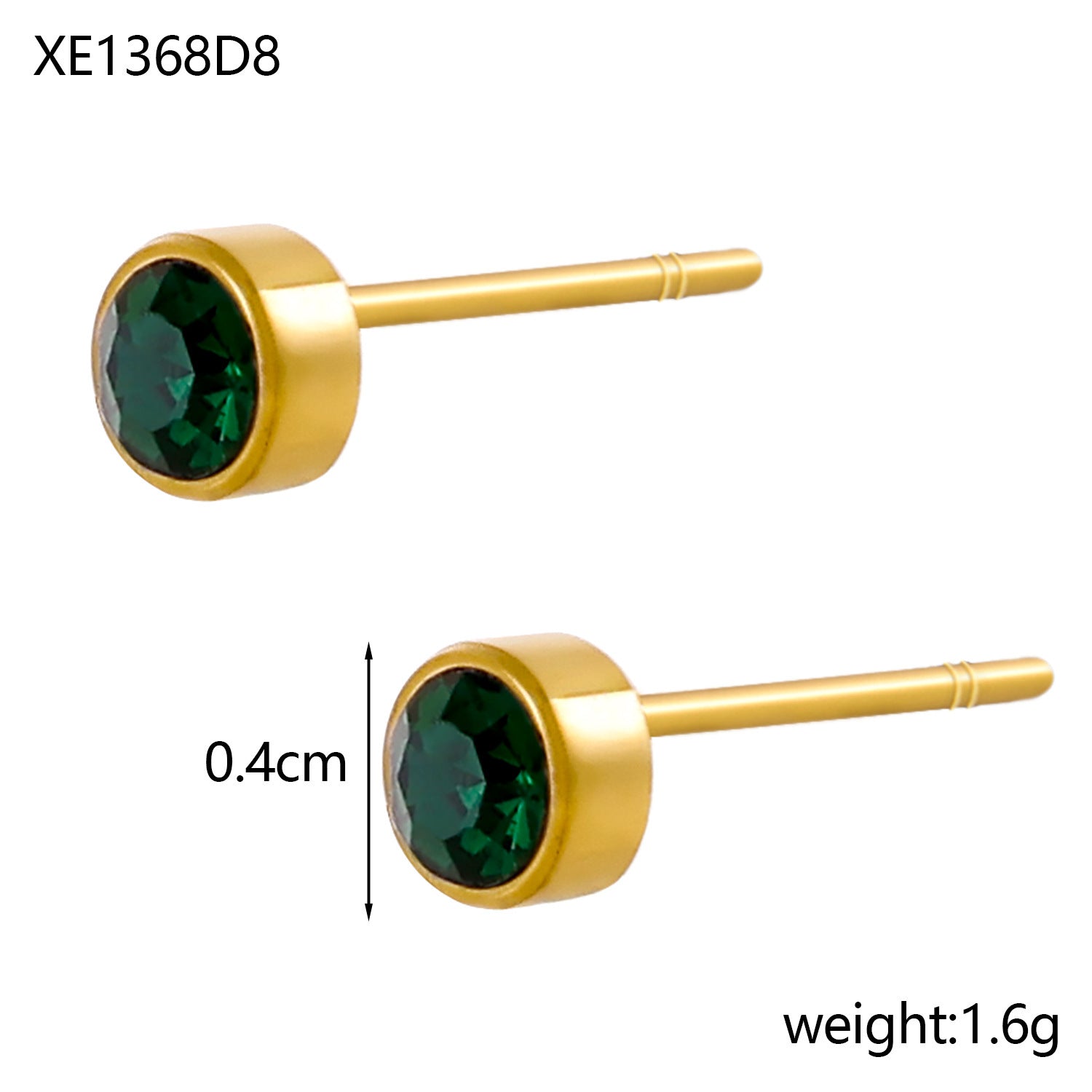 Stainless Steel Gold-plated Birth Stone Constellation Diamond Bone Nail