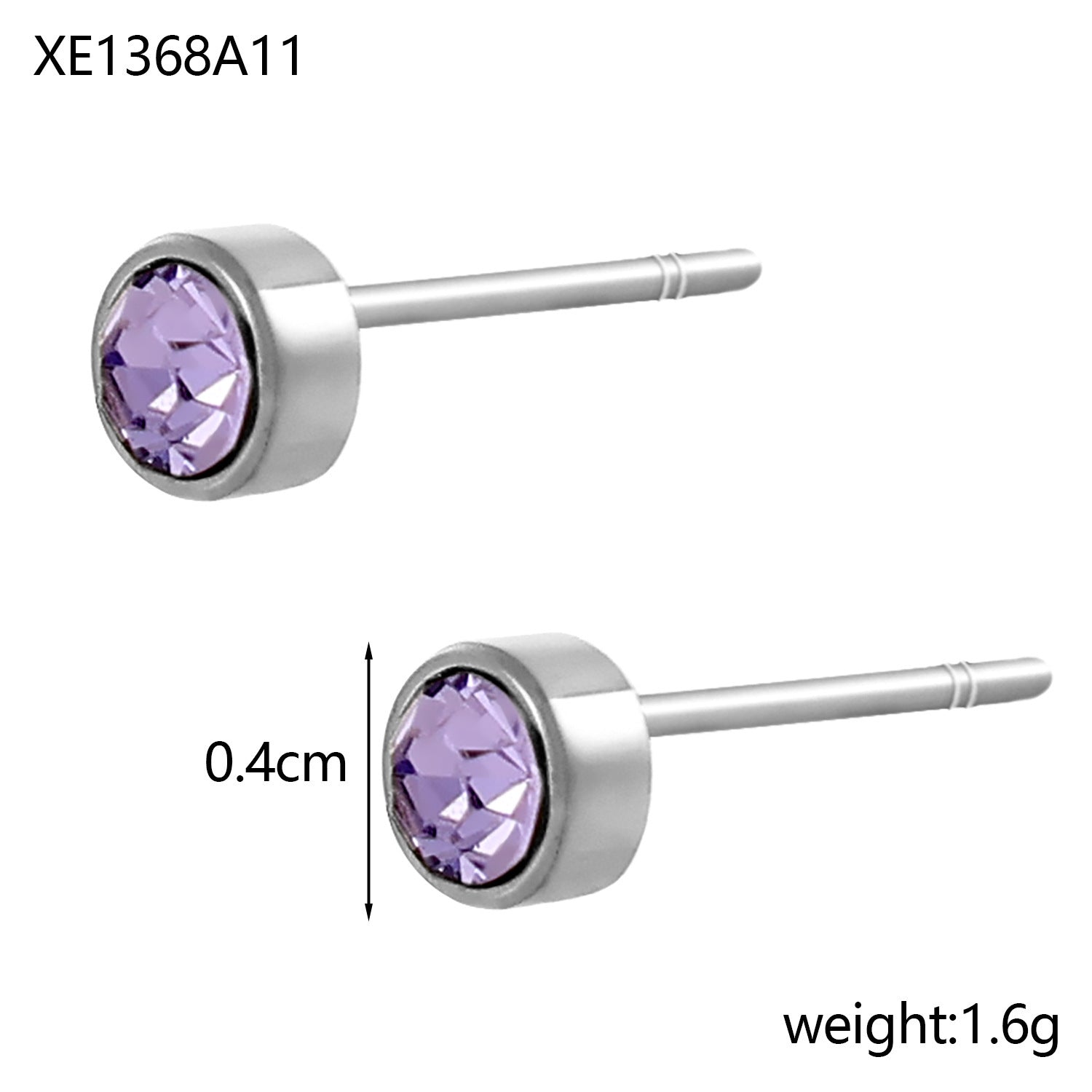 Stainless Steel Gold-plated Birth Stone Constellation Diamond Bone Nail