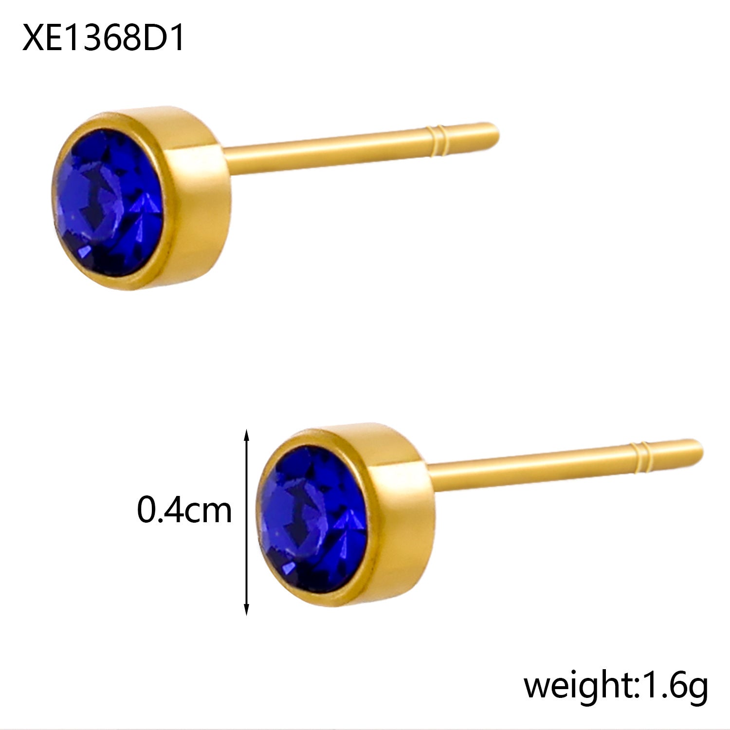 Stainless Steel Gold-plated Birth Stone Constellation Diamond Bone Nail