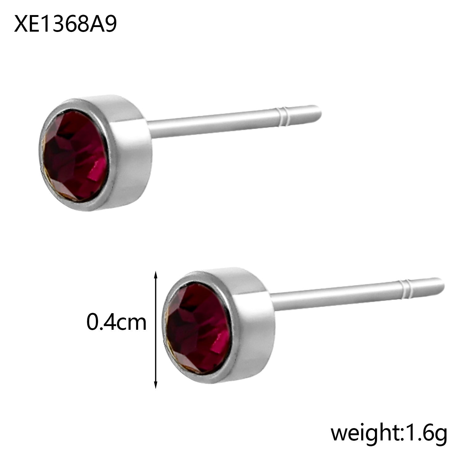 Stainless Steel Gold-plated Birth Stone Constellation Diamond Bone Nail
