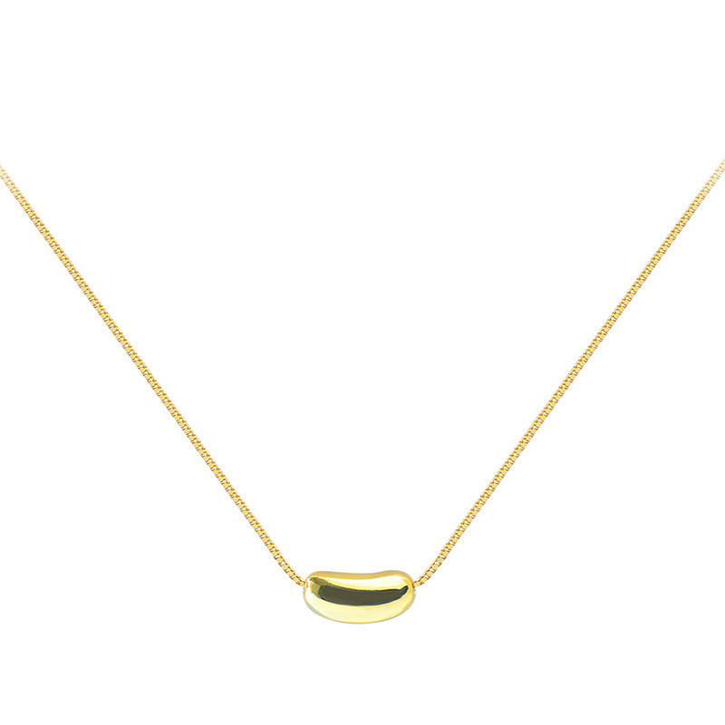 Real Gold Plated Small Golden Bean Pendant Necklace