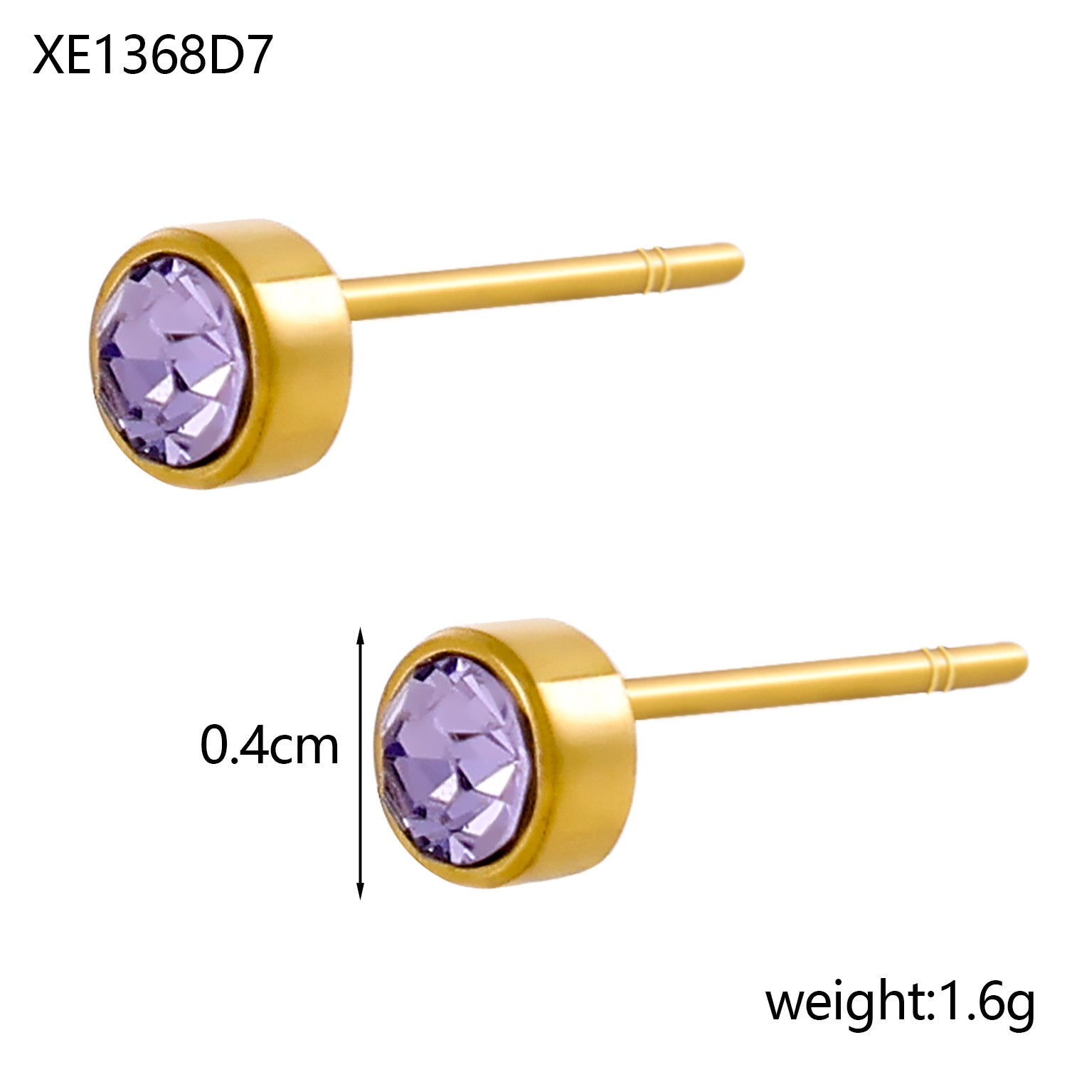 Stainless Steel Gold-plated Birth Stone Constellation Diamond Bone Nail