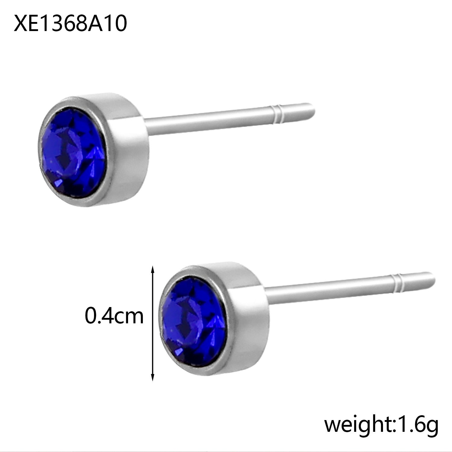 Stainless Steel Gold-plated Birth Stone Constellation Diamond Bone Nail
