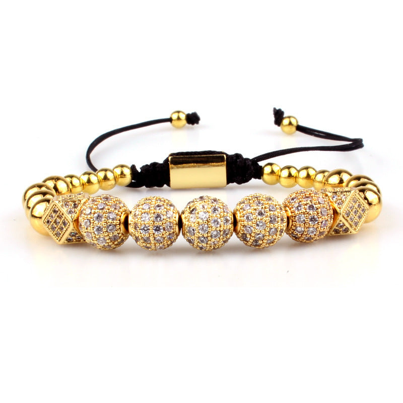 Micro inlay black diamond ball bracelet