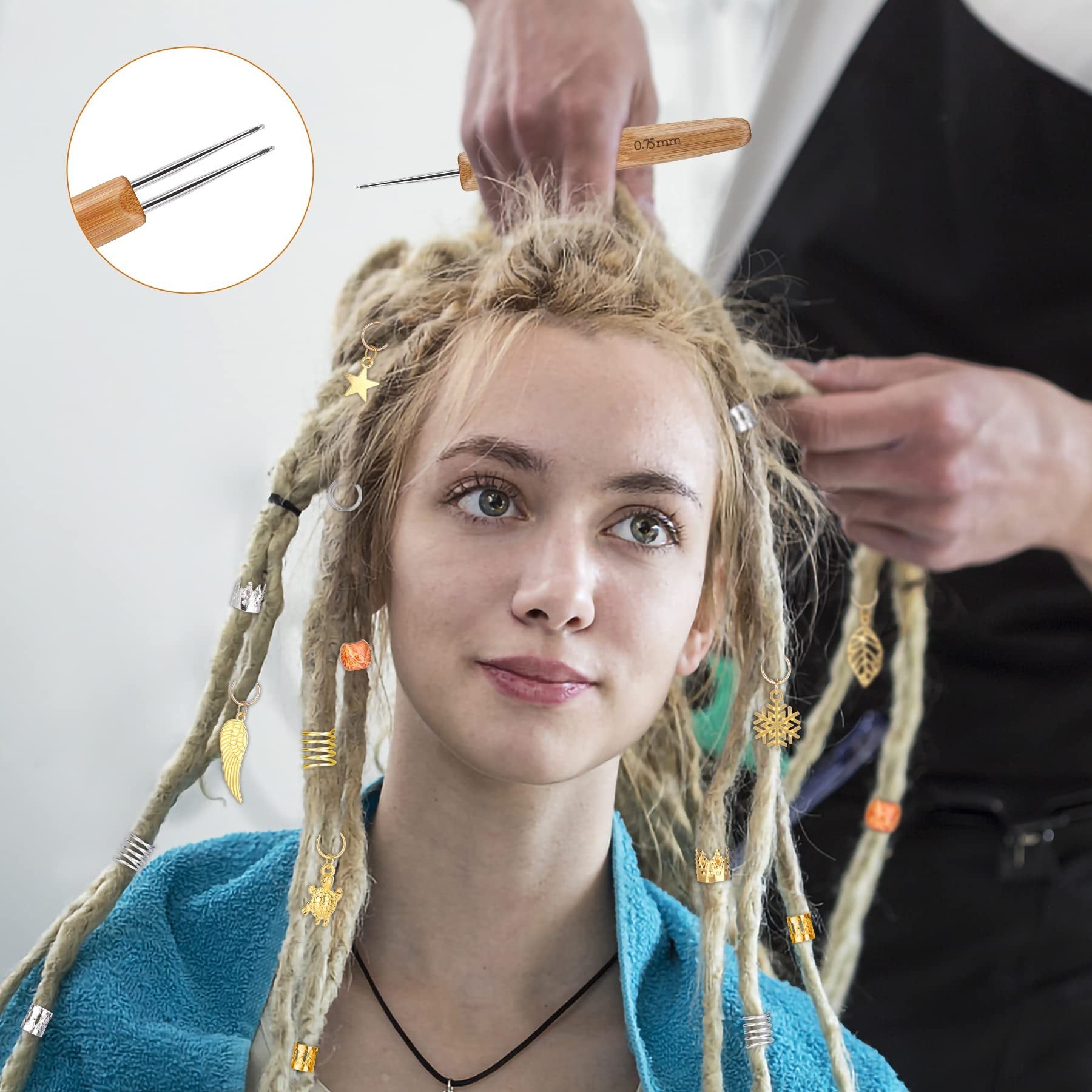 Pack Of 238 Dreadlocks Jewelry, Hair Rings, Hair Rings For Braids, With 3 Different Dreadlock Crochet Hooks, Metal, Gold, Silver, Braid Rings, Accessories For Braids Decoration