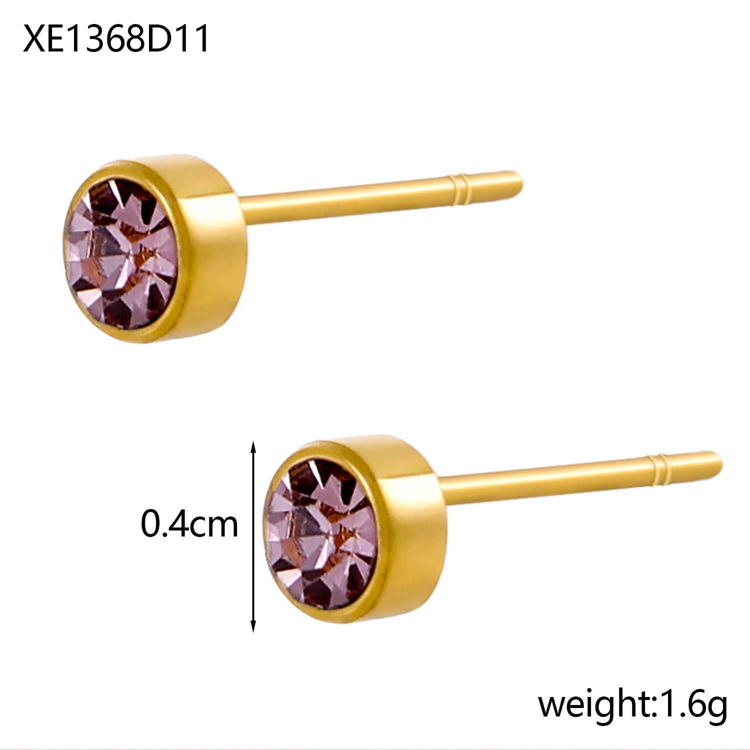 Stainless Steel Gold-plated Birth Stone Constellation Diamond Bone Nail
