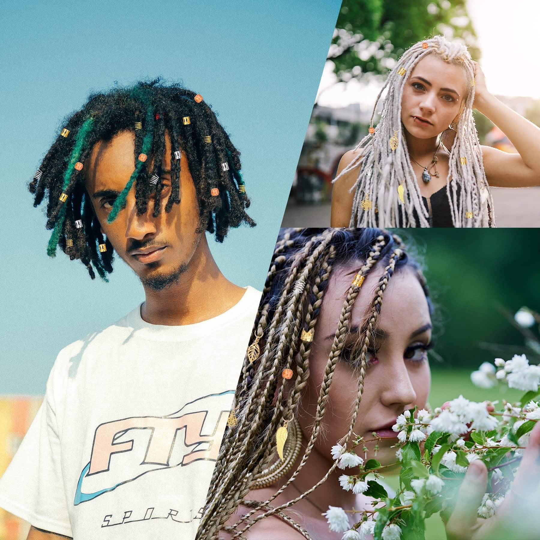 Pack Of 238 Dreadlocks Jewelry, Hair Rings, Hair Rings For Braids, With 3 Different Dreadlock Crochet Hooks, Metal, Gold, Silver, Braid Rings, Accessories For Braids Decoration