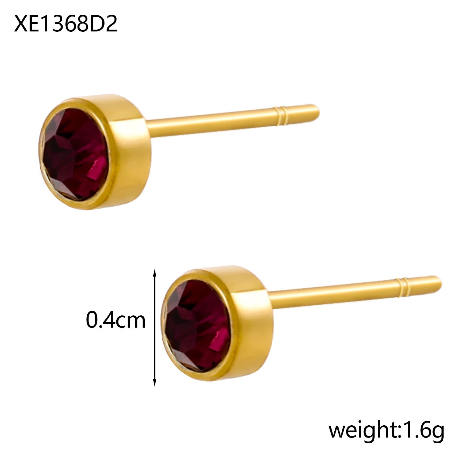 Stainless Steel Gold-plated Birth Stone Constellation Diamond Bone Nail