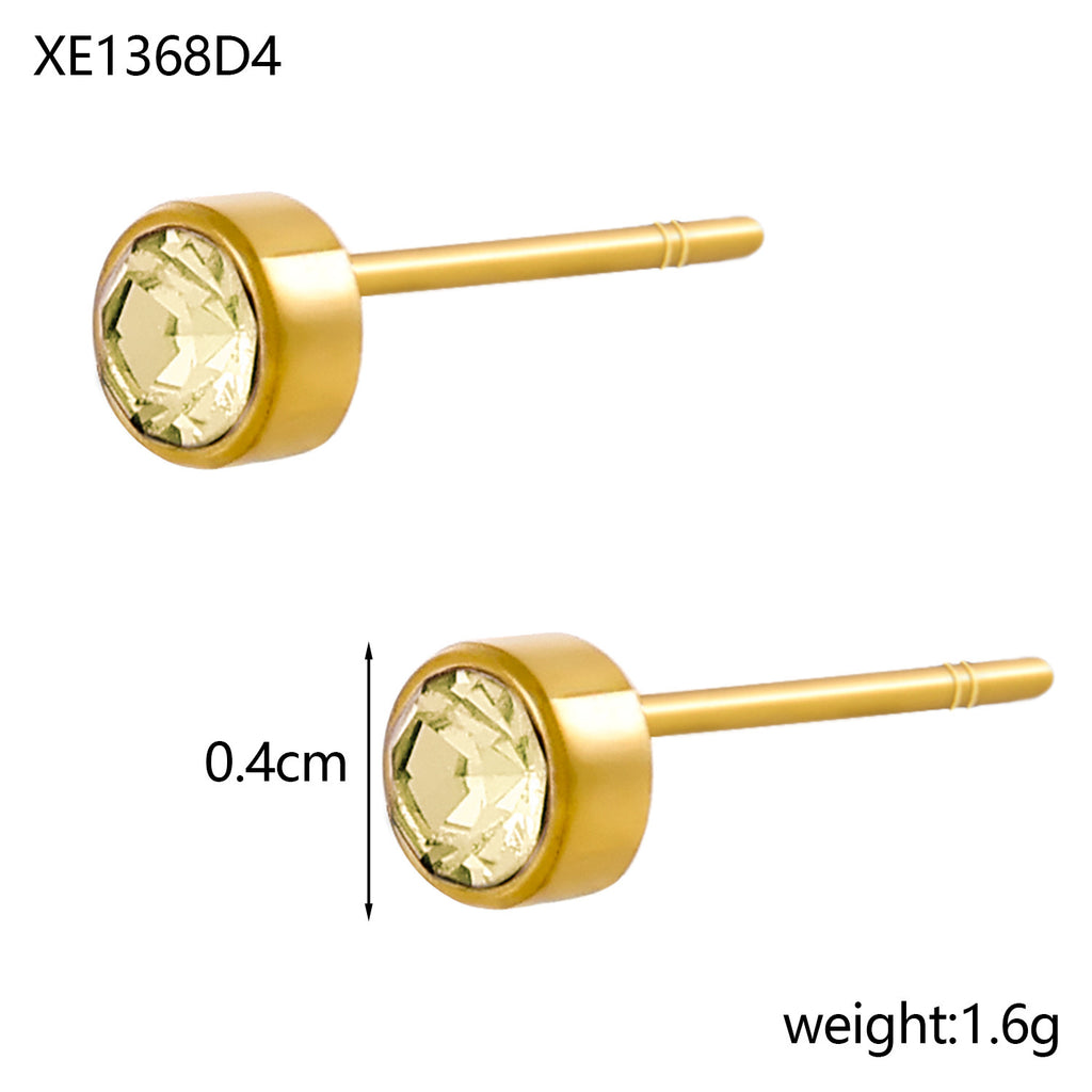 Stainless Steel Gold-plated Birth Stone Constellation Diamond Bone Nail