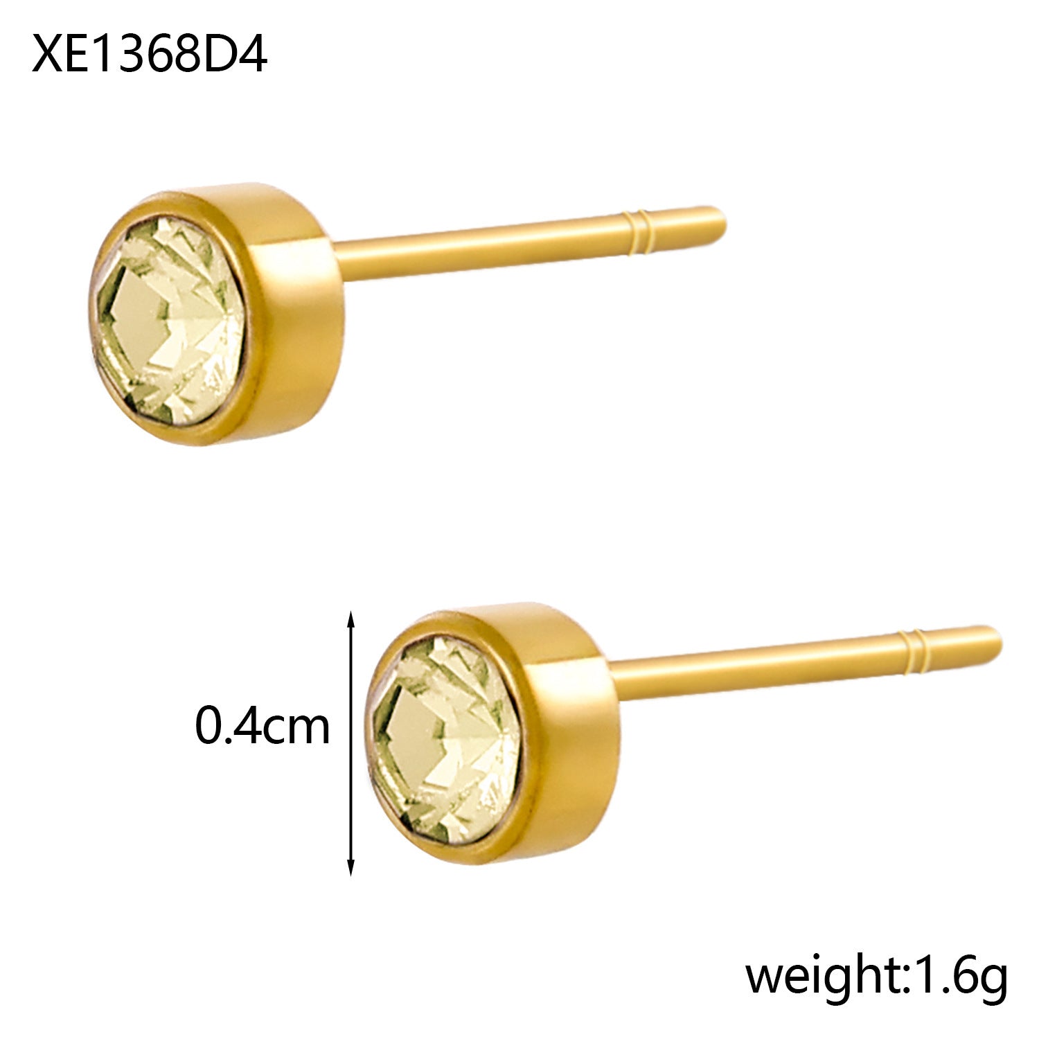 Stainless Steel Gold-plated Birth Stone Constellation Diamond Bone Nail