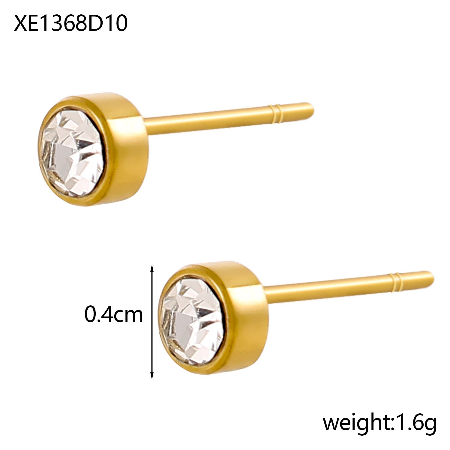 Stainless Steel Gold-plated Birth Stone Constellation Diamond Bone Nail