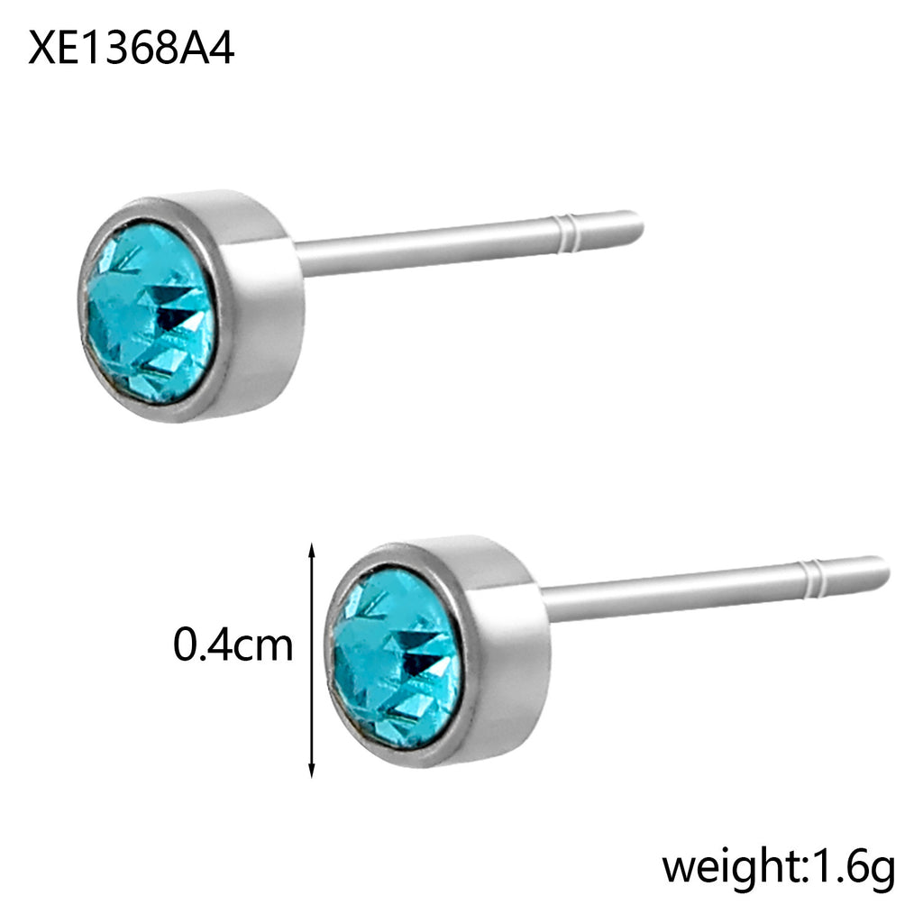 Stainless Steel Gold-plated Birth Stone Constellation Diamond Bone Nail