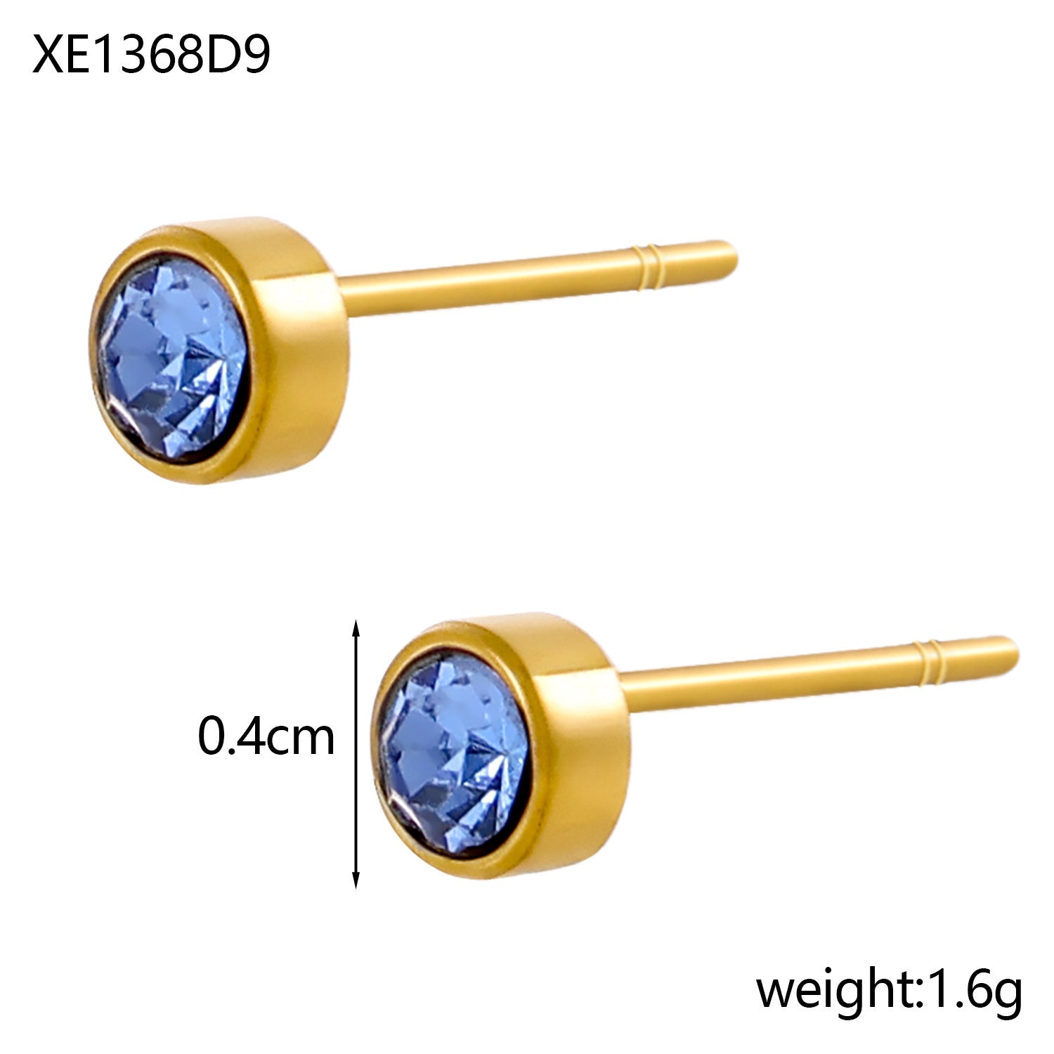 Stainless Steel Gold-plated Birth Stone Constellation Diamond Bone Nail