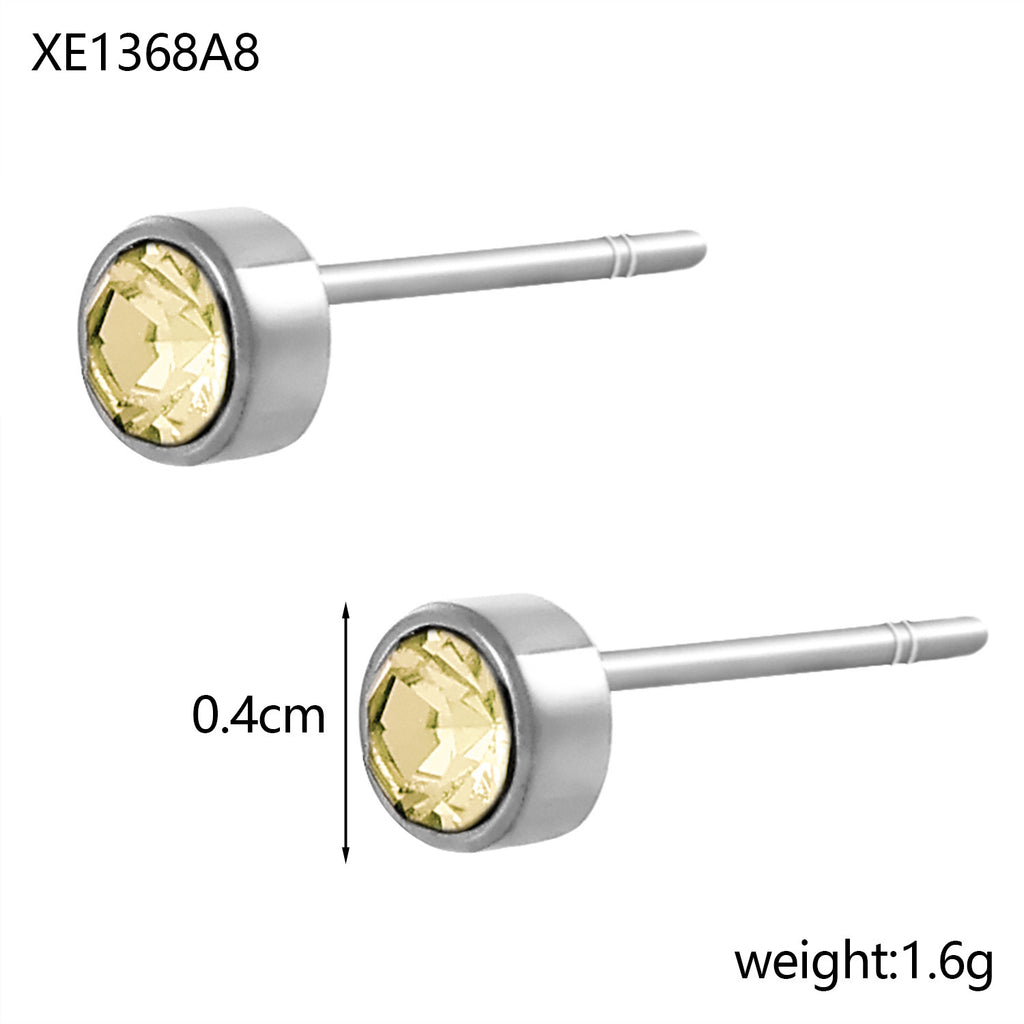 Stainless Steel Gold-plated Birth Stone Constellation Diamond Bone Nail