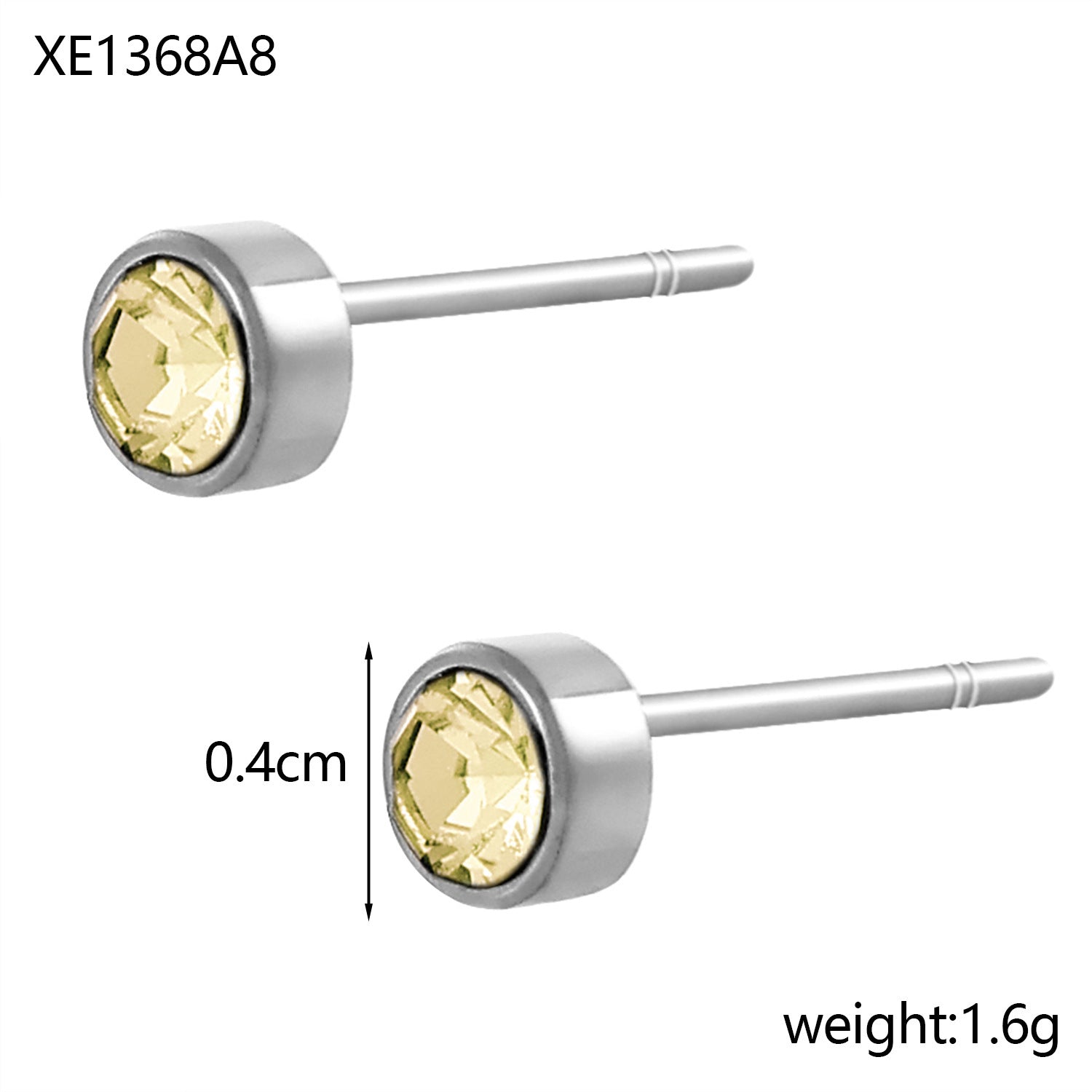 Stainless Steel Gold-plated Birth Stone Constellation Diamond Bone Nail