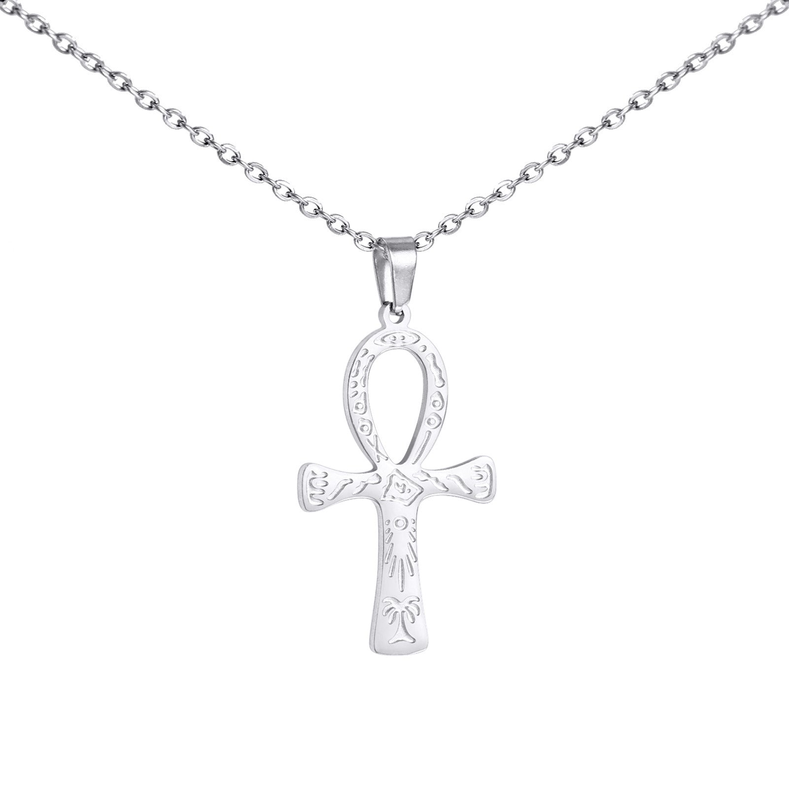 Fashion Simple Trend One-piece Delivery Personalized Corrosion Rune Cross Pendant Stainless Steel Necklace